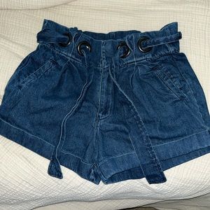 BY TOGETHER Blue Jean Parachute Shorts